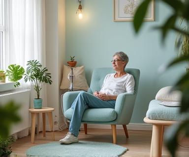 Ligging en sfeer van de praktijkruimte met een ontspannen cliënt.